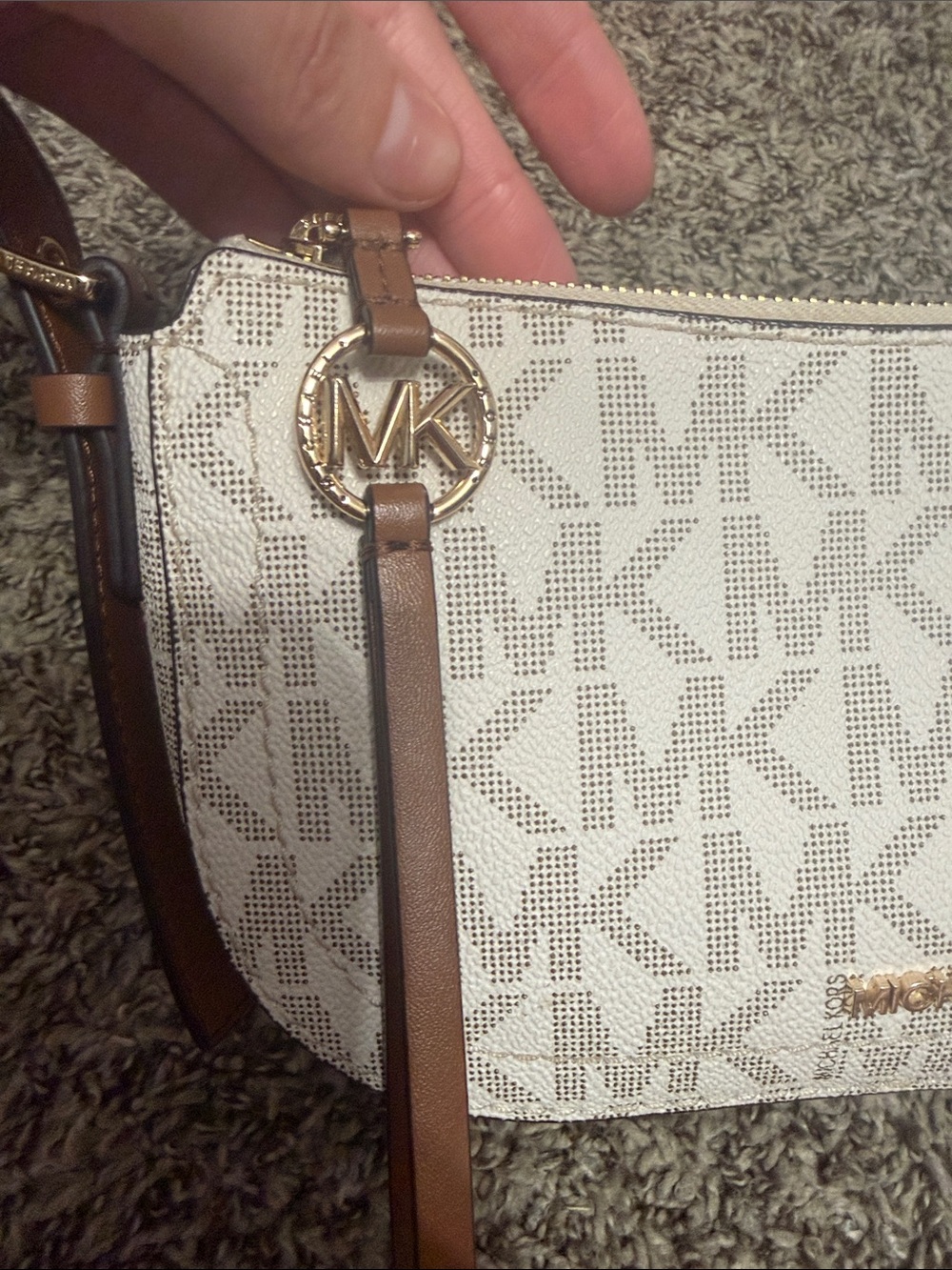 Michael Kors Beige/White MK Crossbody Bag with Wallet - Picture 3 of 11